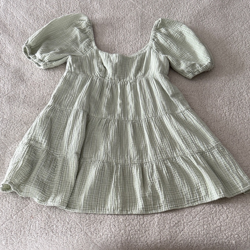 Every Babydoll Sage Green Puff Sleeve Mini Dress XS